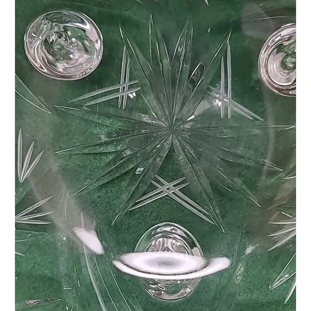 Midcentury Clear Cut Crystal 3-Toed 8